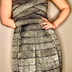 Lac Bleu Women’s Approx Sz M Y2K/Early 2000s Inspired Silver & Black Mini Dress